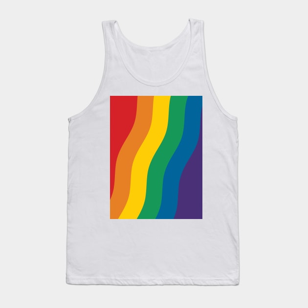 Rainbow Pride Flag (Proud LGBTQ+ Community Pride Flag) Slanted Wave Version Tank Top by Teeworthy Designs